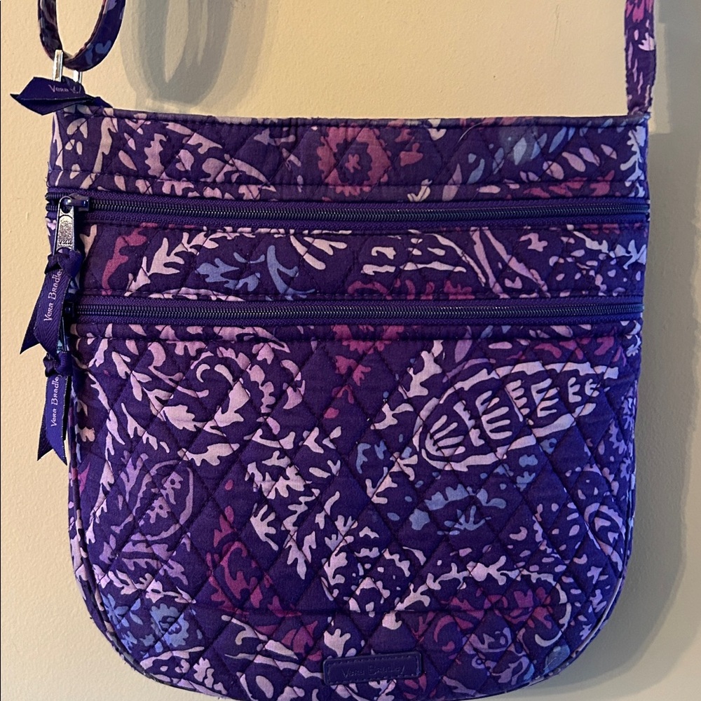 Vera Bradley Quilted Handbag- Purple Batik Pattern- Adjustable Strap
